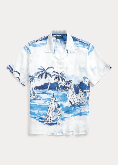 Men's Polo Ralph Lauren Classic Fit Print Linen Shirts | 198306IHY